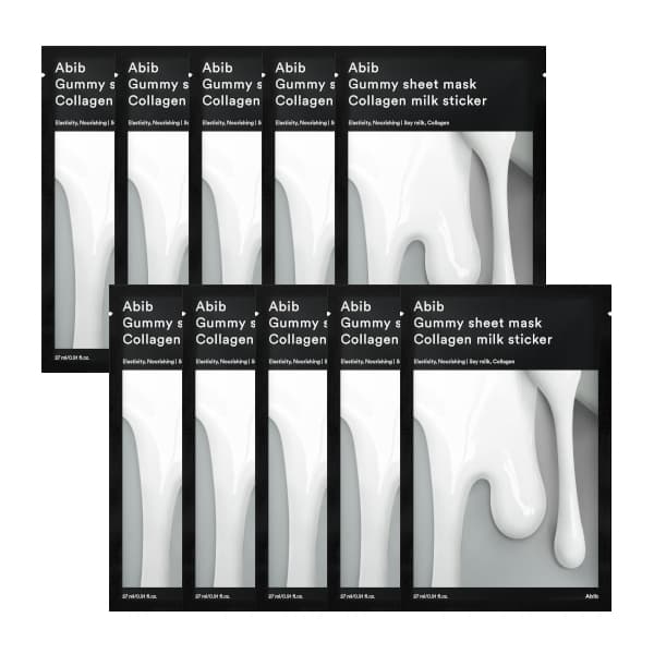 Abib - Gummy Sheet Mask - Collagen Milk Sticker - 10piezas