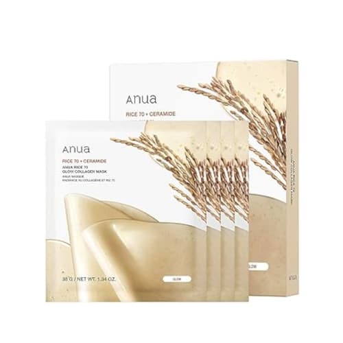 ANUA - Rice 70 Glow Collagen Mask - 4piezas