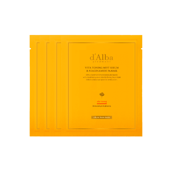 d'Alba - Vita Toning Mist Serum & Niacinamide 5% Mask - 28g*4ea