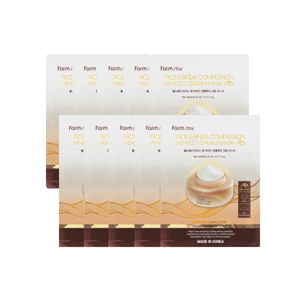 Farm Stay - Rice & Bifida Complexion Perfect Cream Mask - 10piezas