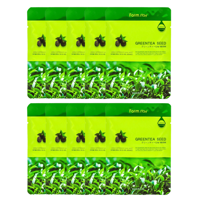 Farm Stay - Visible Difference Mask Sheet - Greentea Seed - 10pieza