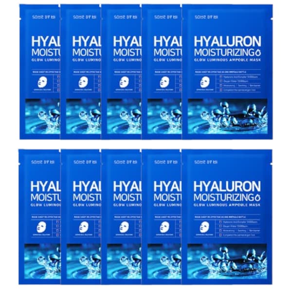SOME BY MI - Hyaluron Moisturizing Glow Luminous Ampoule Mask (Water) - 10piezas